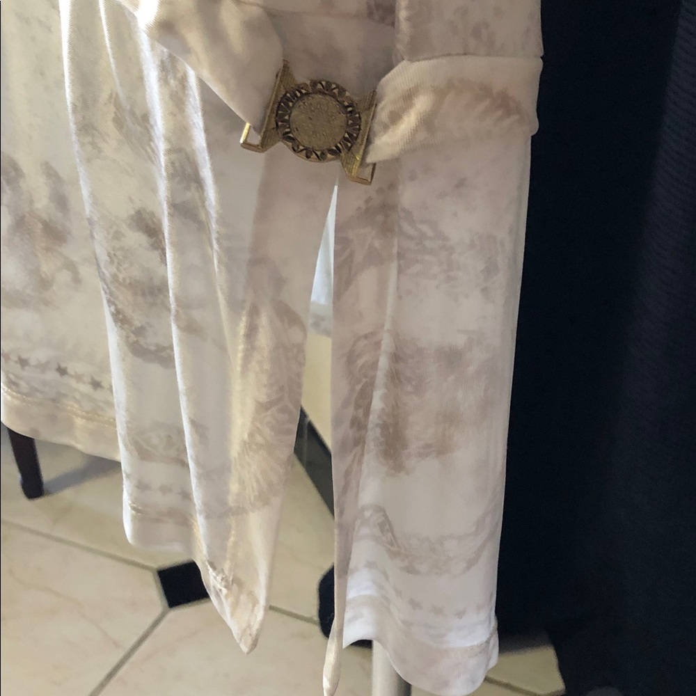 BALMAIN BEACHWEAR PLUNGING V NECK HALTER COVERUP • GOLD MEDALLION HARDWARE •Sz M - Picture 5 of 17